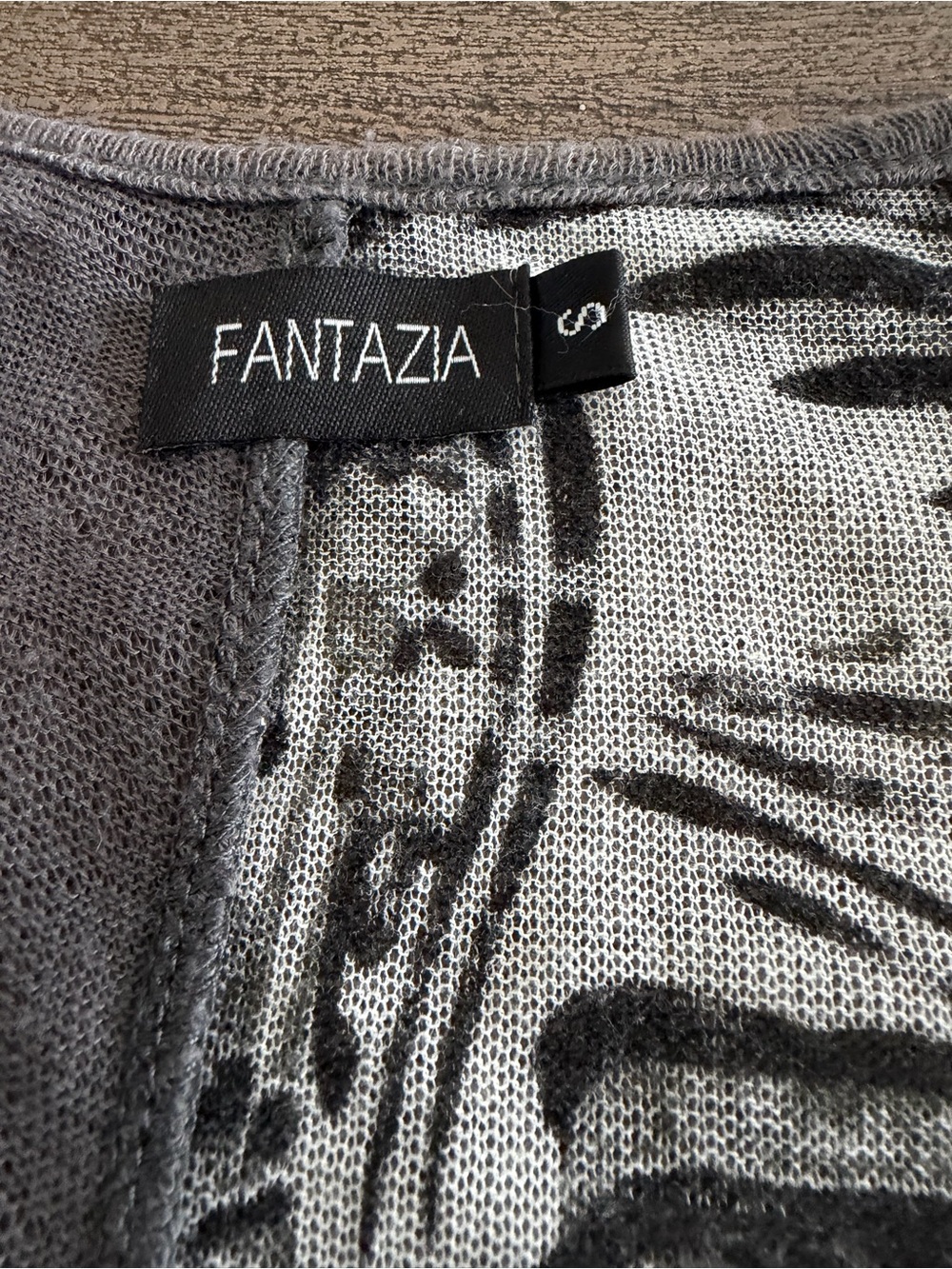 Fantazia Grey Layered Tank with Black & White Printed Trim - Picture 11 of 13